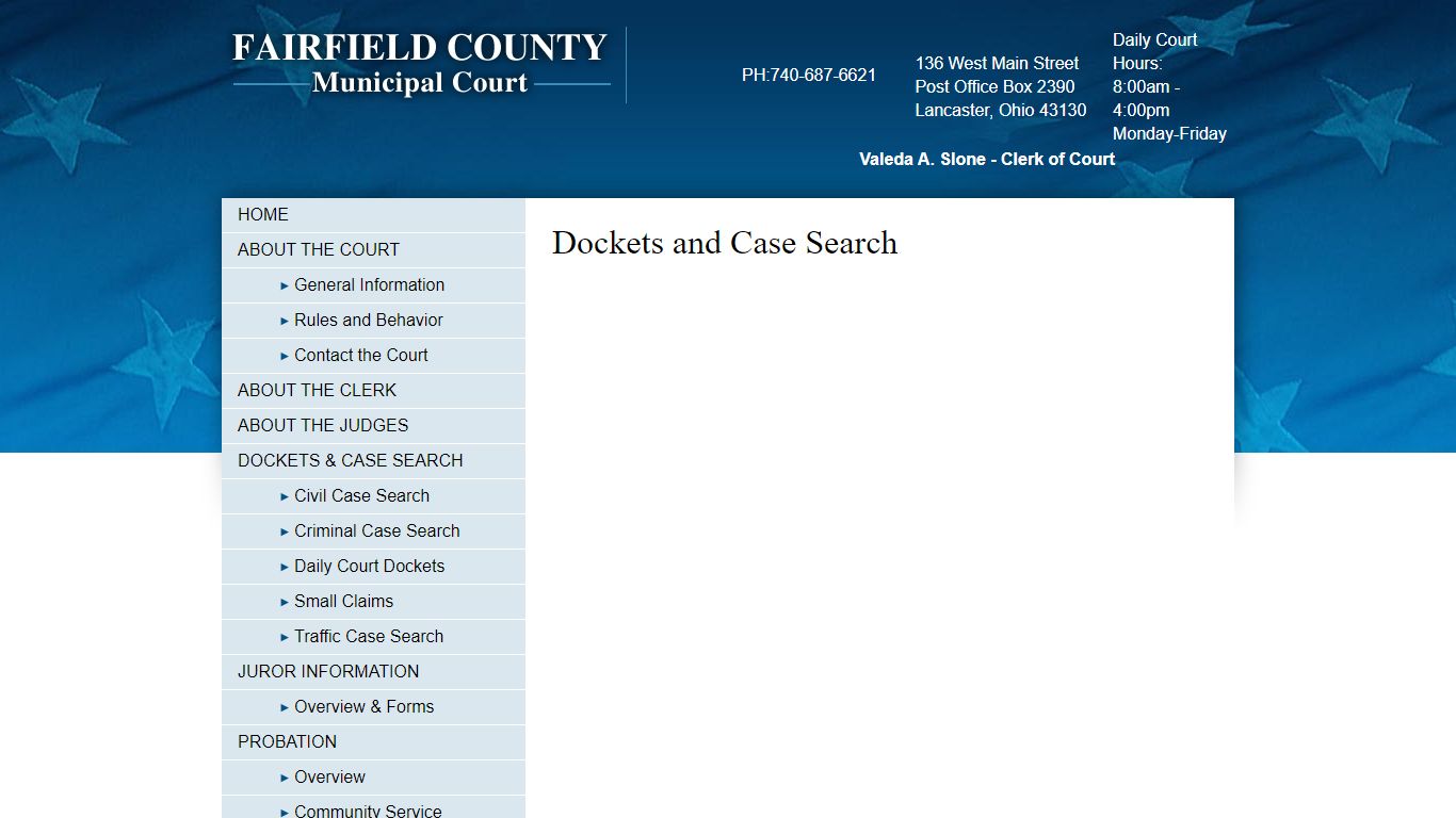 Dockets & Case Search - Fairfield County Municipal Court